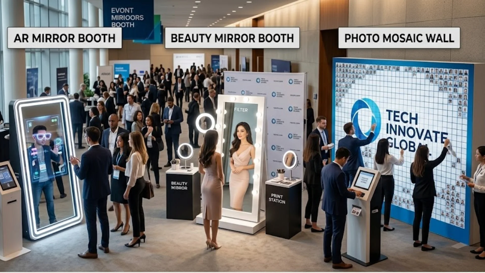 AR Mirror Booth Vs Beauty Mirror Booth Vs Photo Mosaic Wall - AR PhotoBooth Services - Euphoria XR