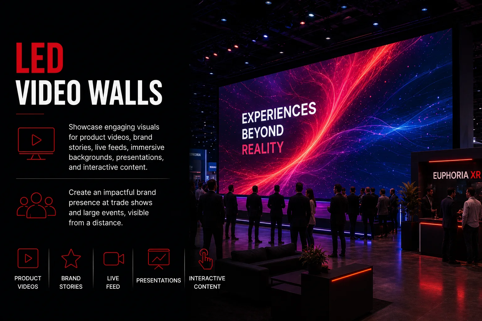 Top Experiential Agencies in Texas, USA 10 LED Events Wall Service-EuphoriaXR
