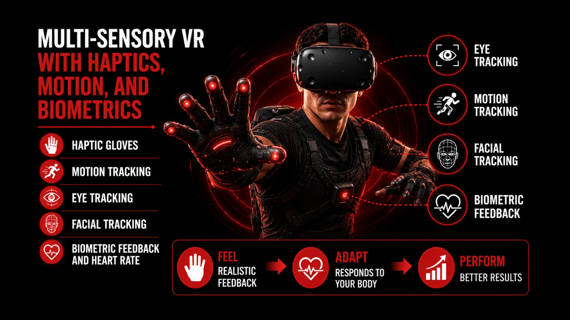 Top Virtual Reality Innovations That Will Dominate the Next 5 Years 6 Multi Sensory VR with Haptics Motion & Biometrics - VR Trends & Innovations - Euphoria XR