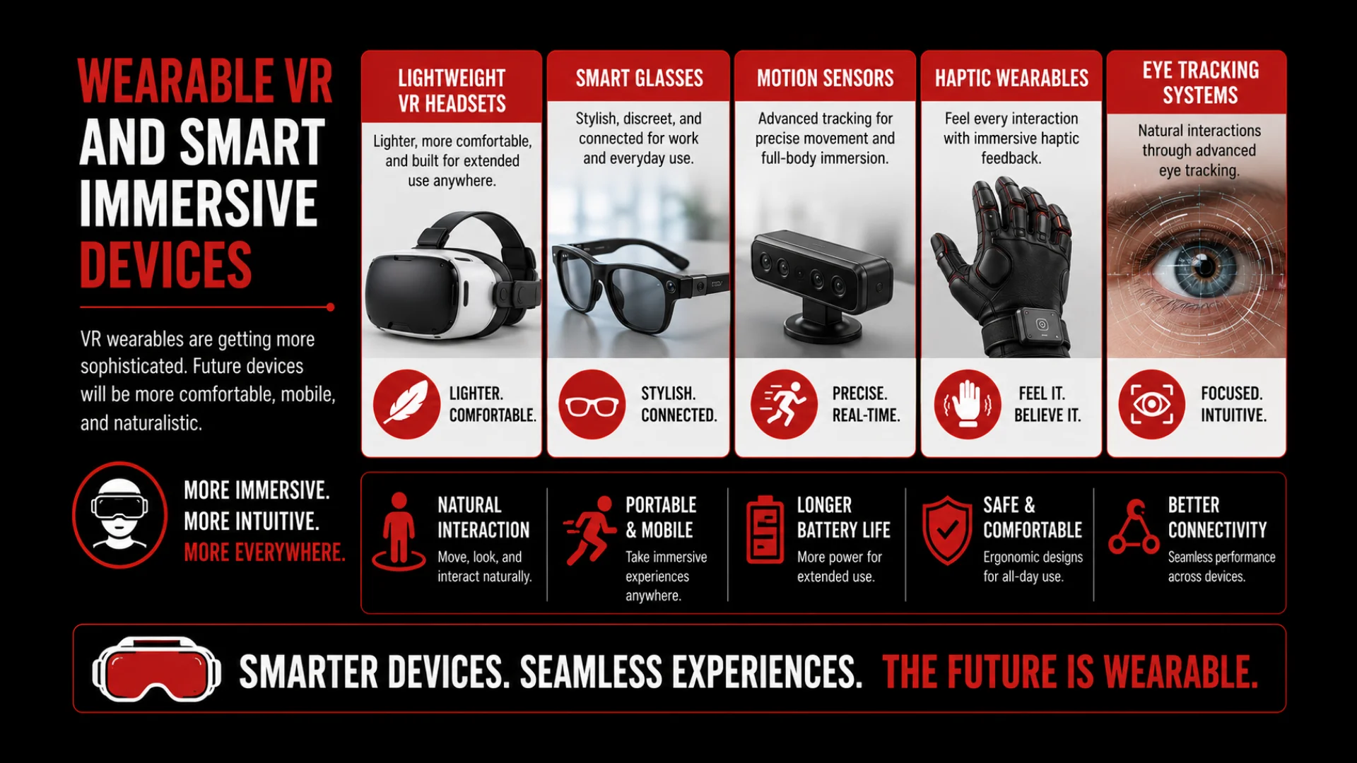 Top Virtual Reality Innovations That Will Dominate the Next 5 Years 12 Wearable VR & Smart Immersive Devices - VR Trends & Innovations - Euphoria XR
