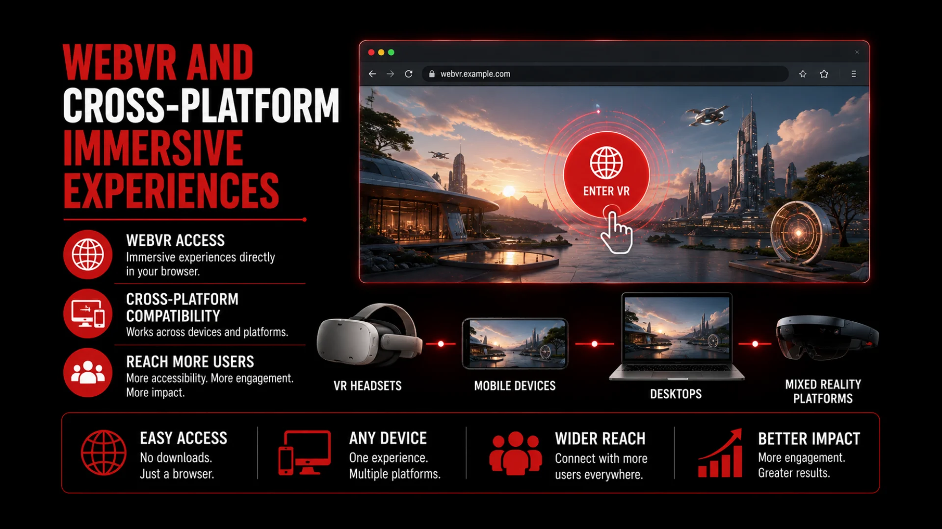 Top Virtual Reality Innovations That Will Dominate the Next 5 Years 8 WebVR & Cross-Platform Immersive Experiences - VR Trends & Innovations - Euphoria XR